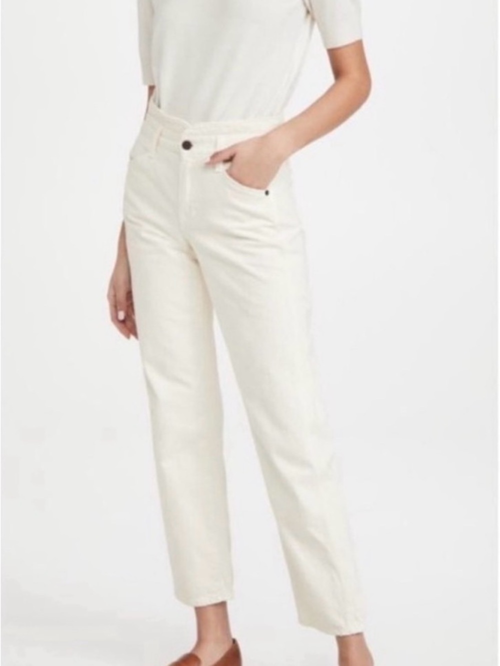 Veronica Beard Blake Classic Straight High Rise in Ecru Size 27